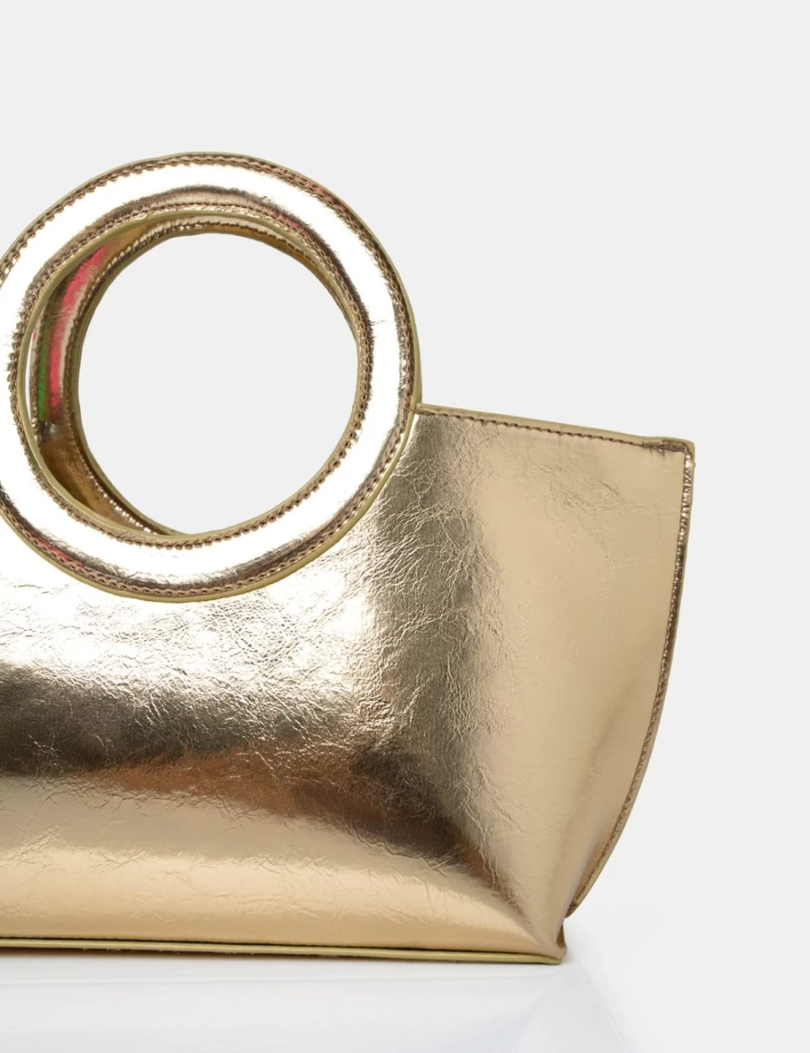 Public Desire Gold Rae Circular Handle Grab Bag for Women