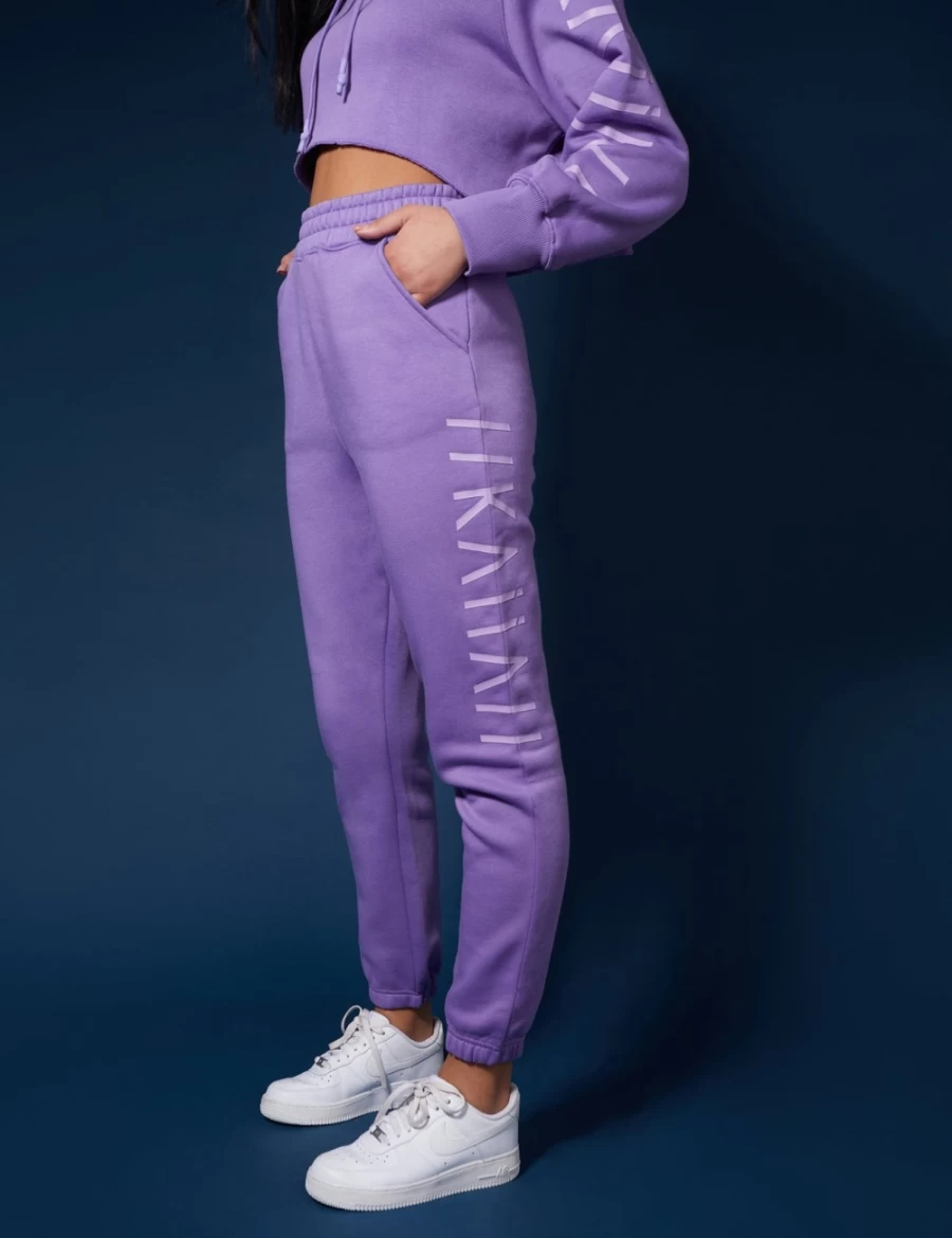 Public Desire Women's Violet 90's Slogan Joggers - Retro High-Waisted Casual Trousers