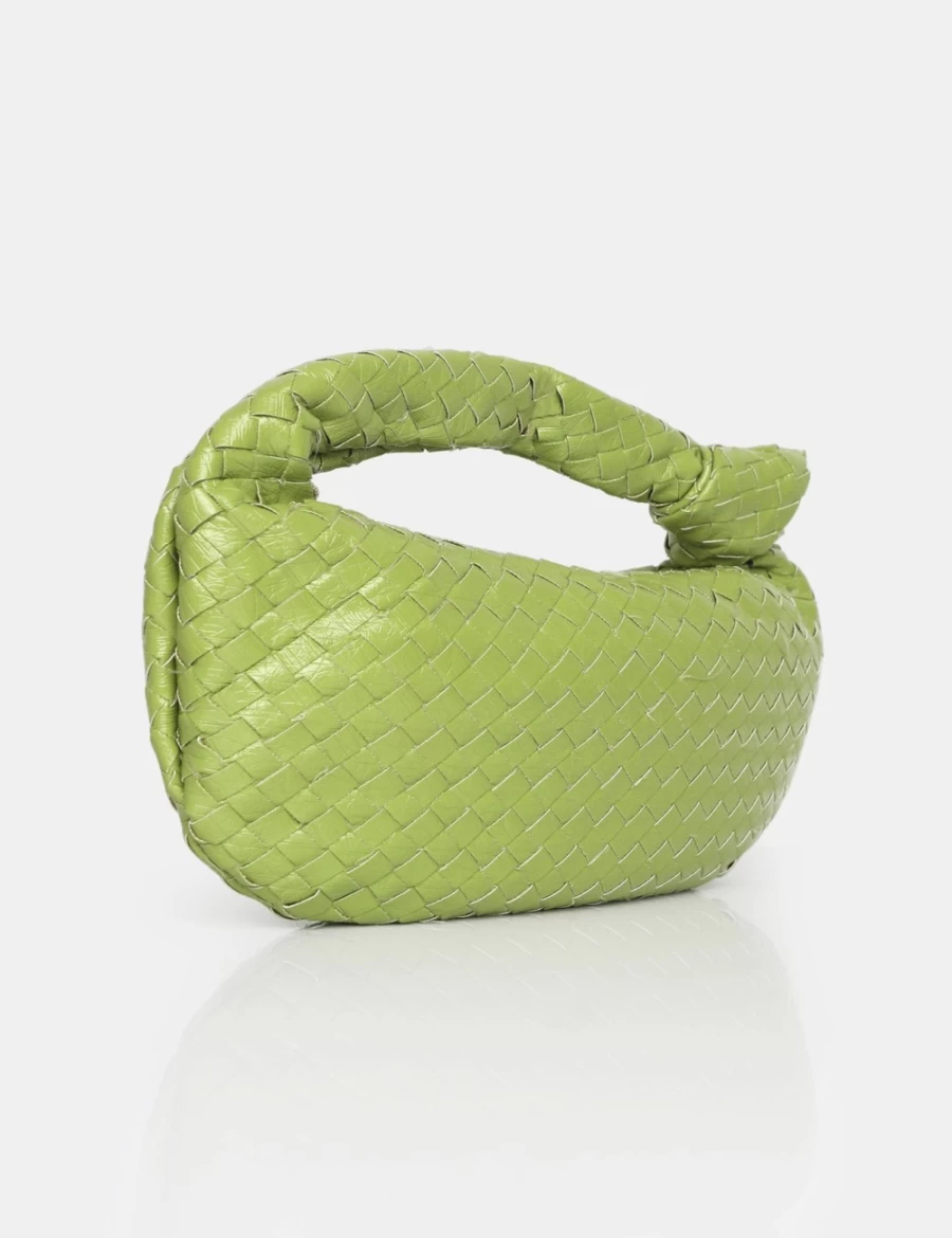 Public Desire Green Metallic Woven PU Knot Detail Mini Crossbody Bag for Women