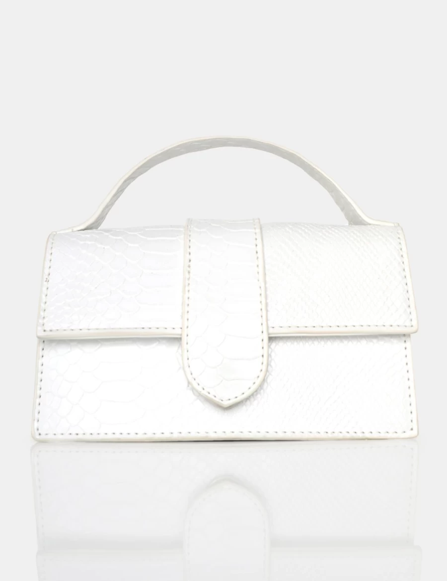 Public Desire Women's Mika White Matte Crocodile-Embossed Handbag