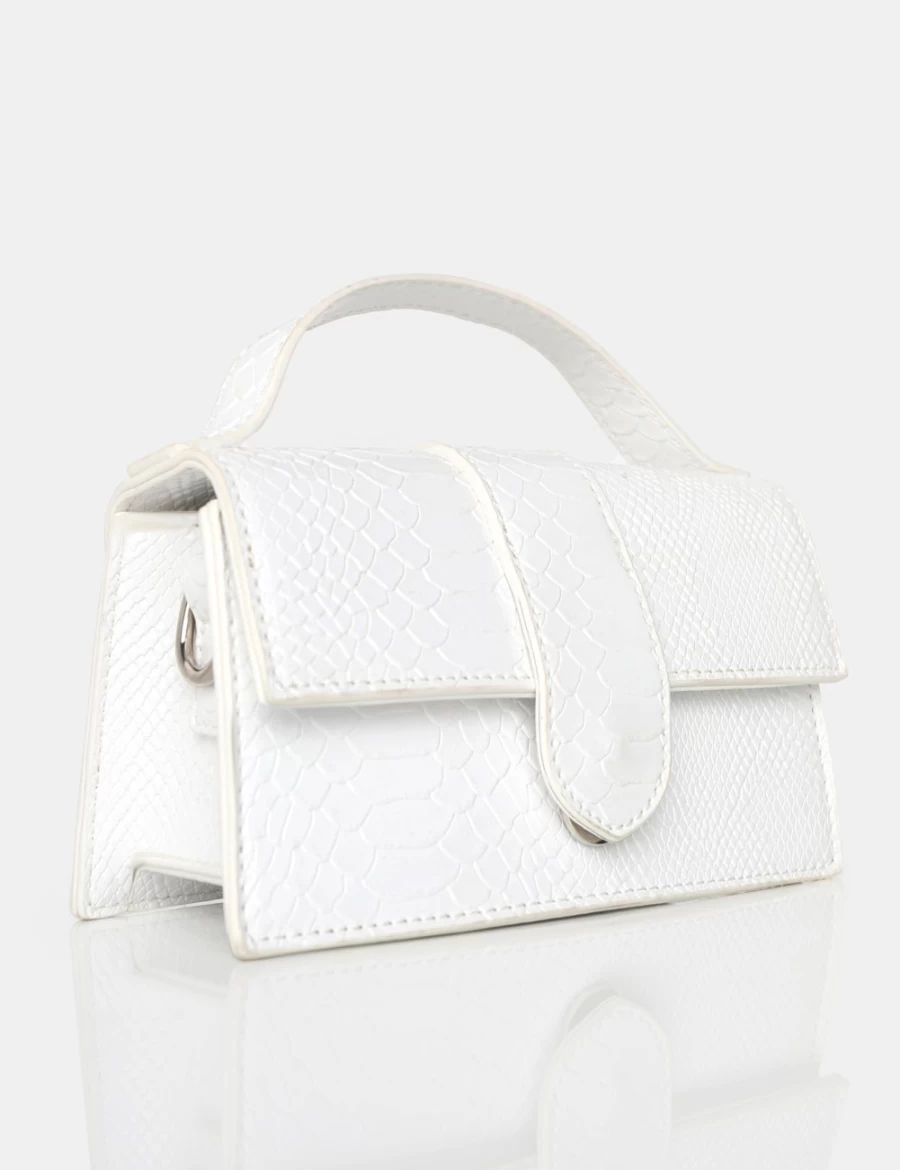Public Desire Women's Mika White Matte Crocodile-Embossed Handbag