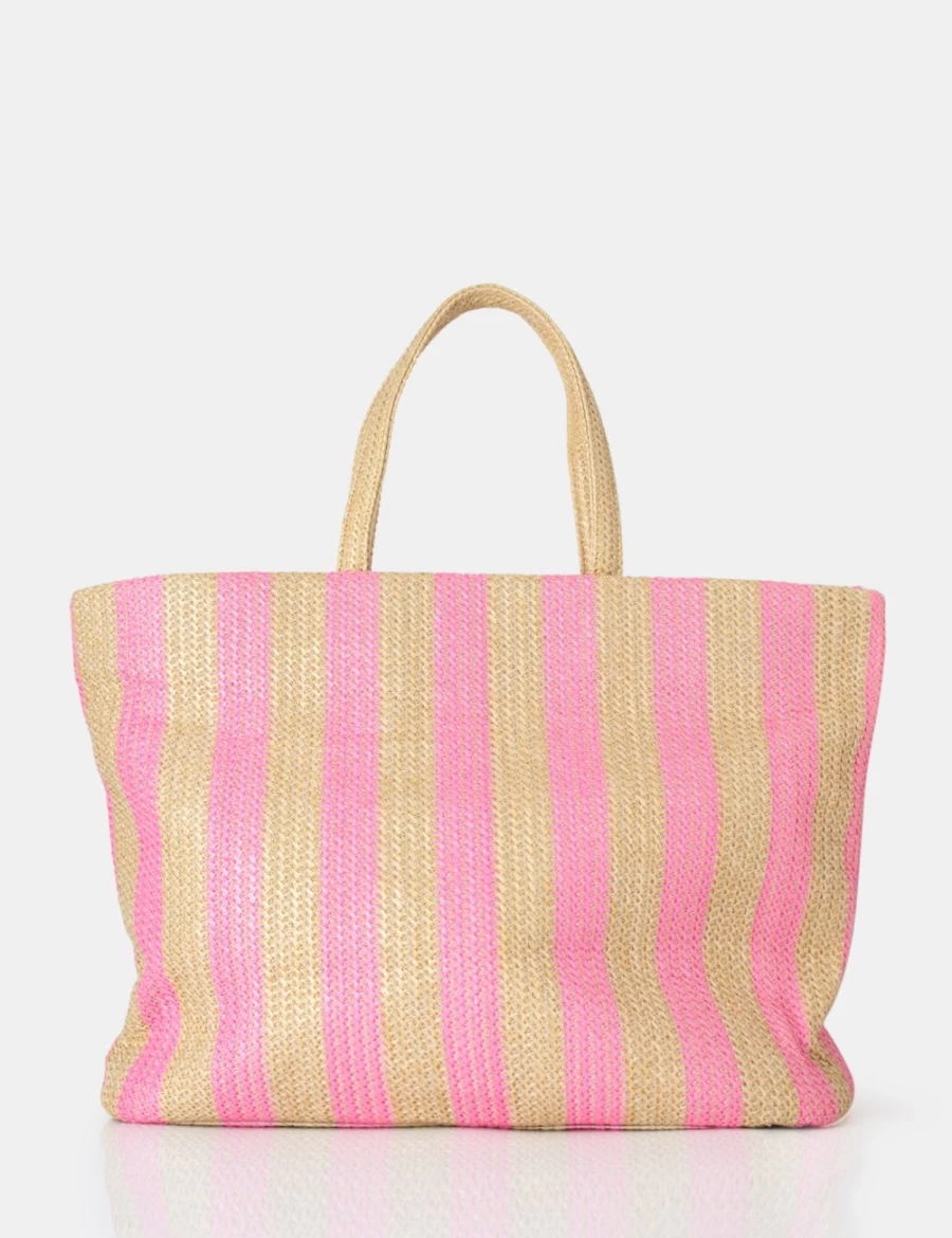 Public Desire Women's Pink Nikki Stripe Canvas Top Handle Tote Bag