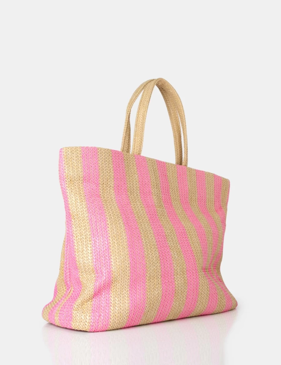 Public Desire Women's Pink Nikki Stripe Canvas Top Handle Tote Bag