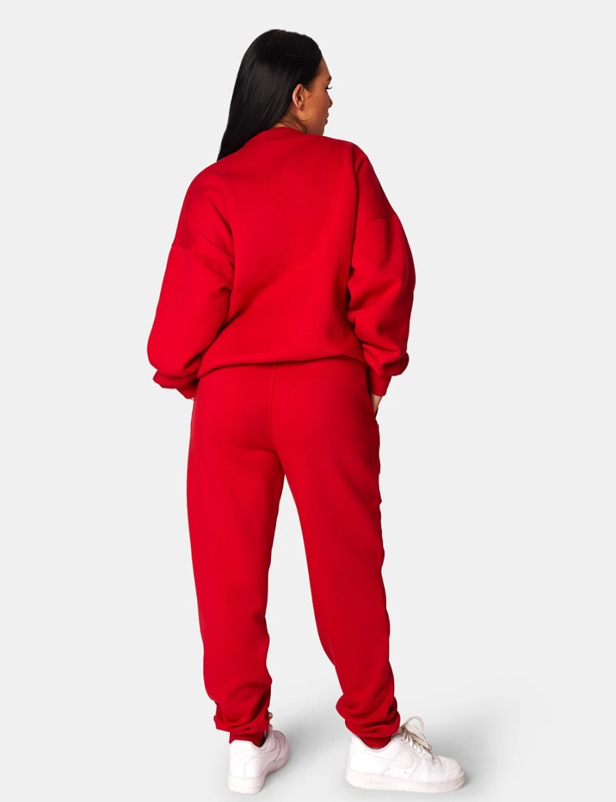 Women's Red Oversized 90S Joggers with Embroidered Slogan by Public Desire