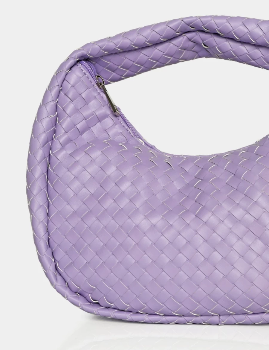 Public Desire Women's Lilac Woven PU Grab Bag - Stylish Capsian Design