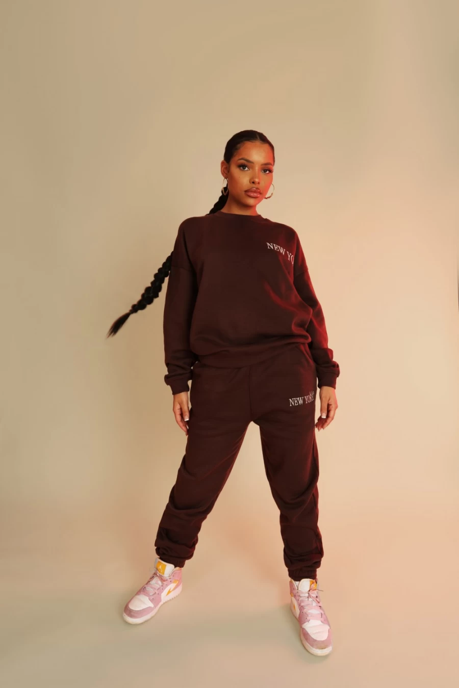 Women's Chocolate Oversized Sweatshirt | Public Desire New York Style