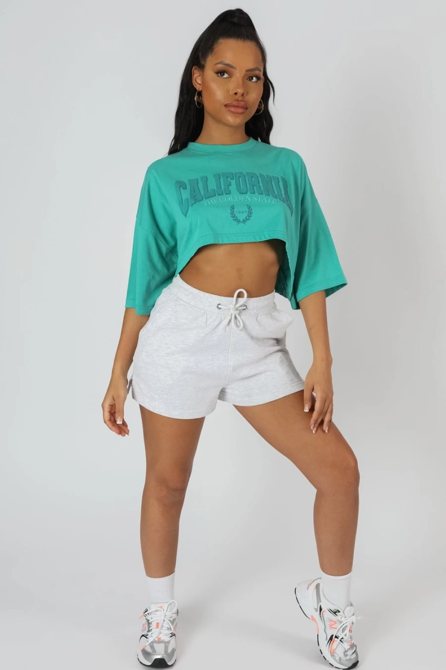Women's Turquoise California Super Crop T-Shirt by Public Desire