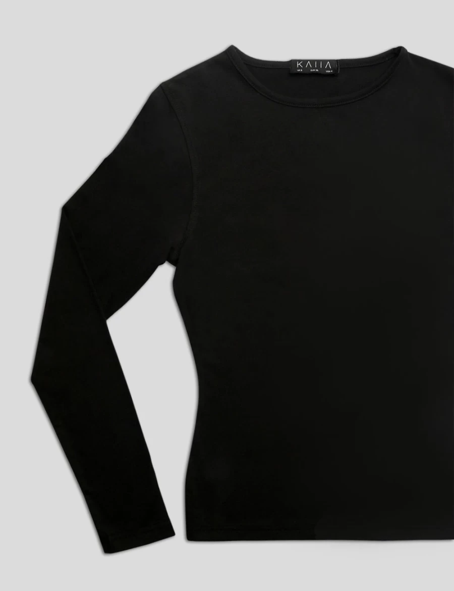 "Public Desire Women's Black Fitted Long Sleeve T-Shirt"
