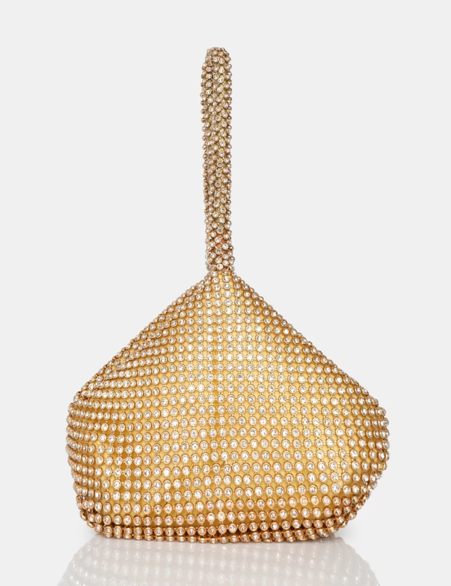 Public Desire Gold Lavender Diamante Mini Pouch - Women's Party Bag