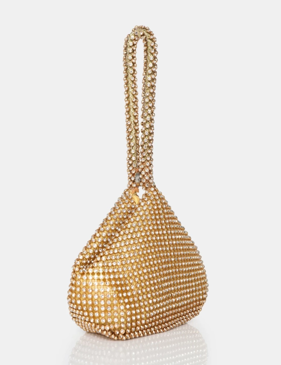 Public Desire Gold Lavender Diamante Mini Pouch - Women's Party Bag