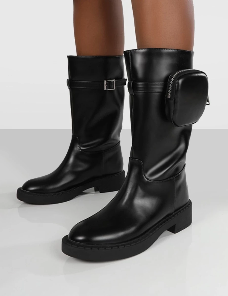 Public Desire Women's Black Evoke Chunky Sole Calf Boots