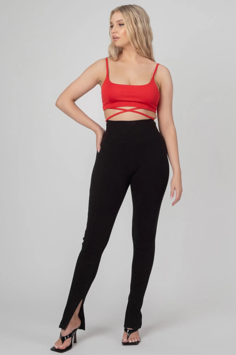 "Public Desire Women's Red Strappy Tie Cropped Bralet Top"