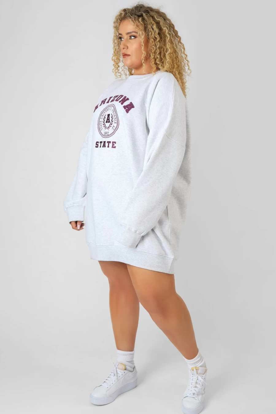 Public Desire Women's Oatmeal Curve Arizona Graphic Sweat Dress Marl
