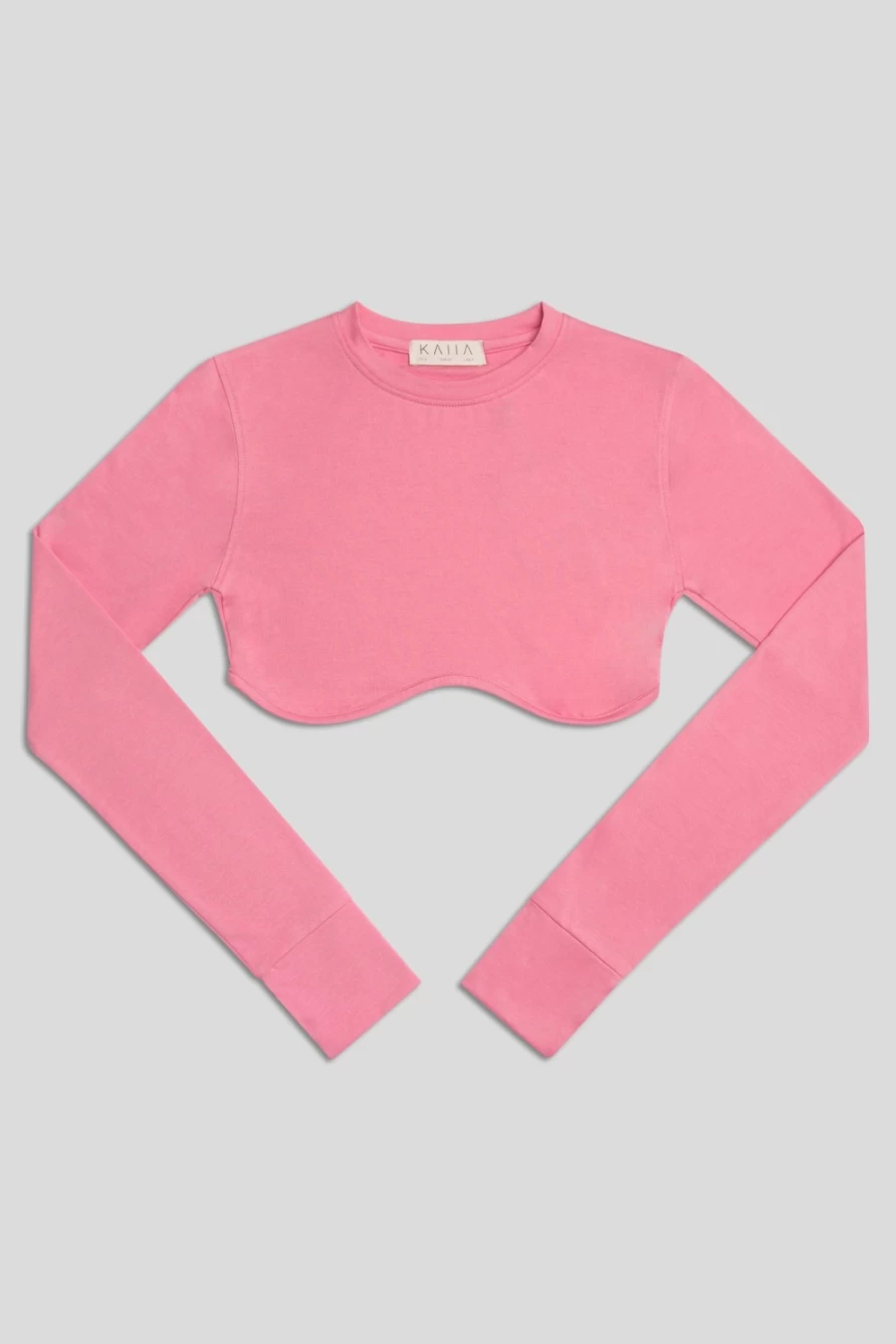 "Public Desire Women's Pink Long Sleeve Underbust Crop Top"