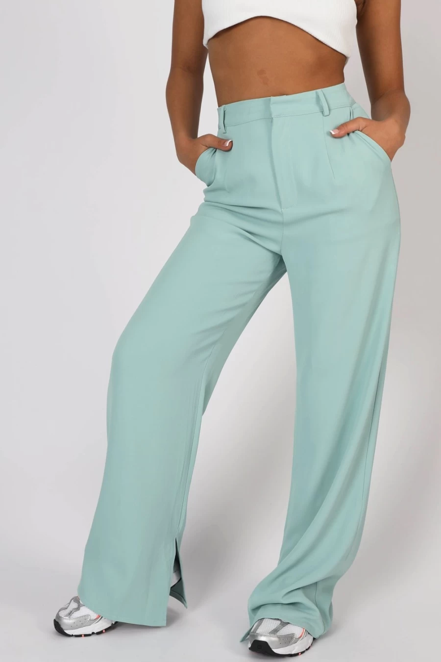 "Public Desire Women's Peppermint High Waisted Dad Jeans with Split Detail"