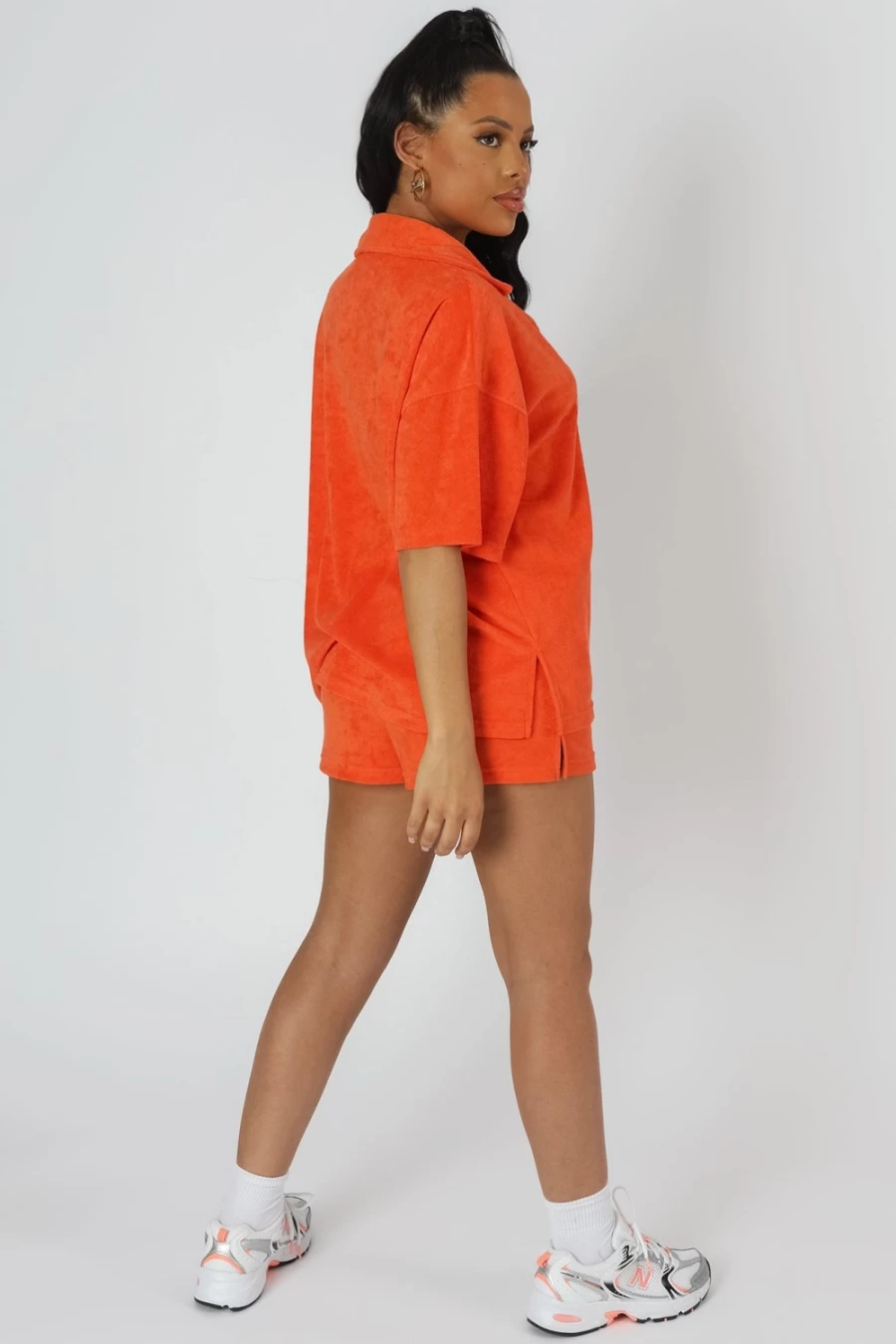 Women's Orange Oversized Short Sleeve Towelling Shirt by Public Desire
