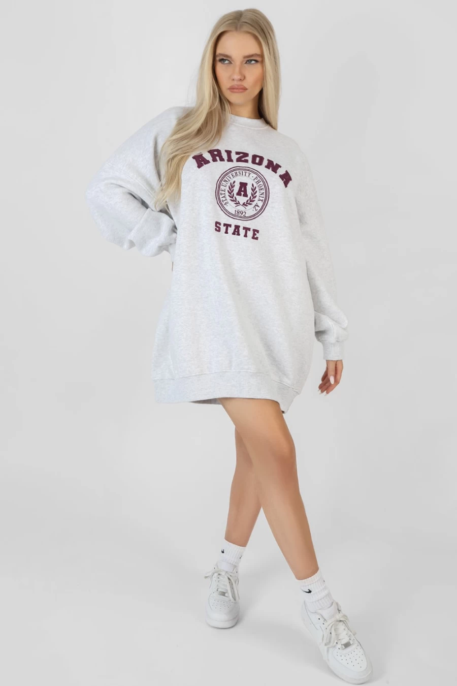 Public Desire Women's Oatmeal Graphic Sweat Dress - Arizona Marl Style