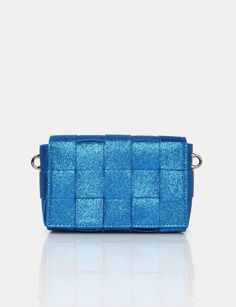 Public Desire Women's Blue Mayan Royal Glitter Weave Gold Chain Detail Shoulder Bag