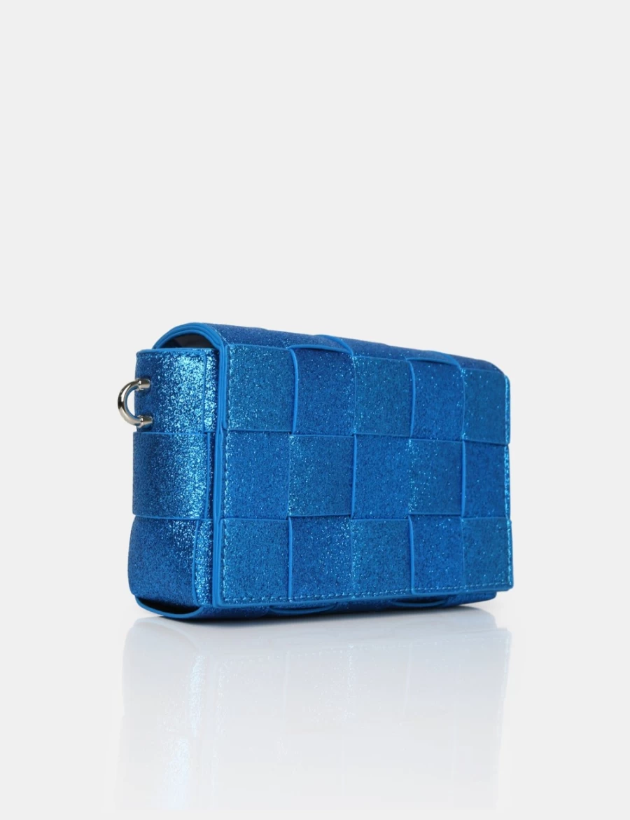Public Desire Women's Blue Mayan Royal Glitter Weave Gold Chain Detail Shoulder Bag