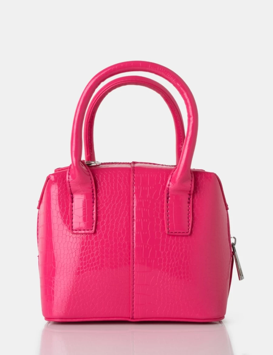Public Desire Pink Croc Square Top Handle Mini Bag for Women